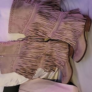 FRINGE 👢 BOOTS. Not Rated (brand) 7.5 Women's.  Tan/Beige